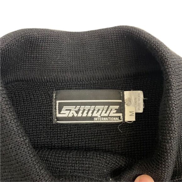 Skitique Int’l 100% Wool Nordic Ski Sweater Women's Medium Black Snowflake - Picture 3 of 8